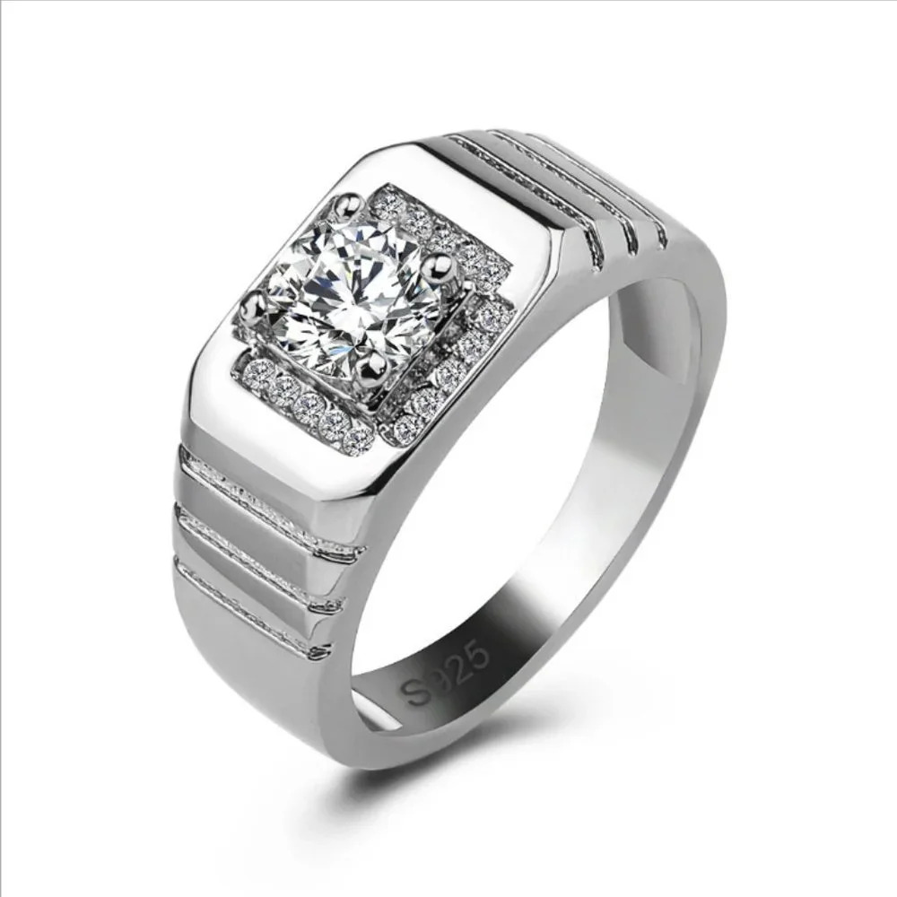 💝  925 Silver Plated Round Shaped Cut CZ Fashionable Ring, FB16FA1101